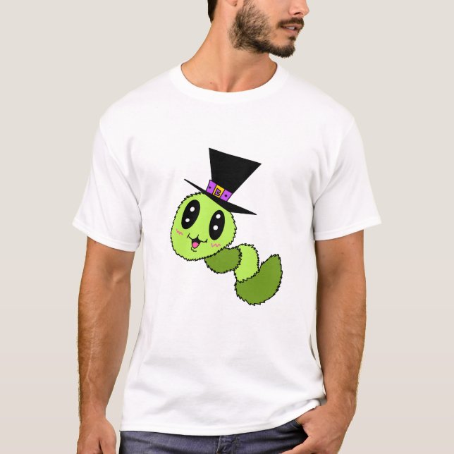 Fuzzy Worm with Hat Men Shirt (Front)