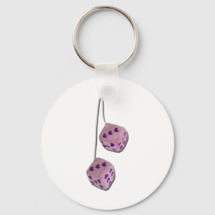 FuzzyPinkHeartDice073011 Key Ring