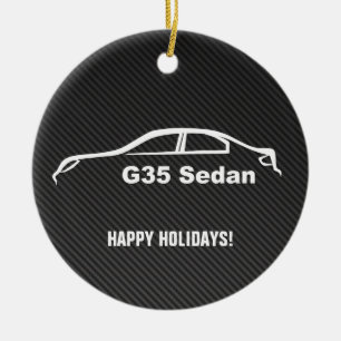 G35 Sedan White Brushstroke w/ Faux Carbon Fibre Ceramic Tree Decoration