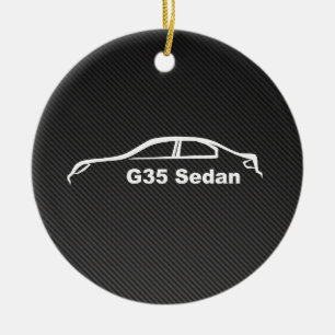 G35 Sedan White Silhouette with Faux Carbon FIber Ceramic Tree Decoration