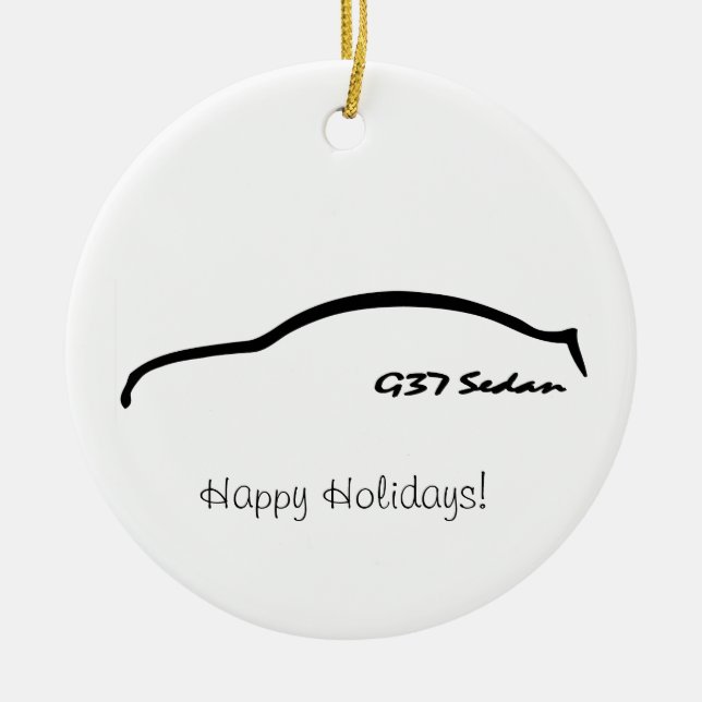 G37 Sedan Black Brushstroke Ceramic Tree Decoration (Front)