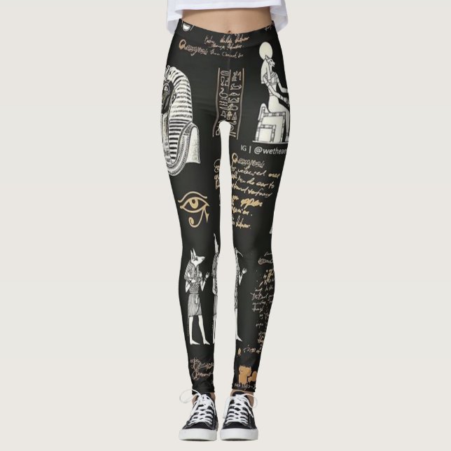 G90GRAPHIC GIRL'SWEAR-Hieroglyphic writing Leggings (Front)