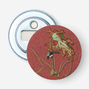 G.A. Audsley Vintage Red Japanese Bird Lotus Art Bottle Opener