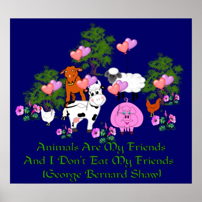 G. B. Shaw Vegetarian Quote Poster (Front)