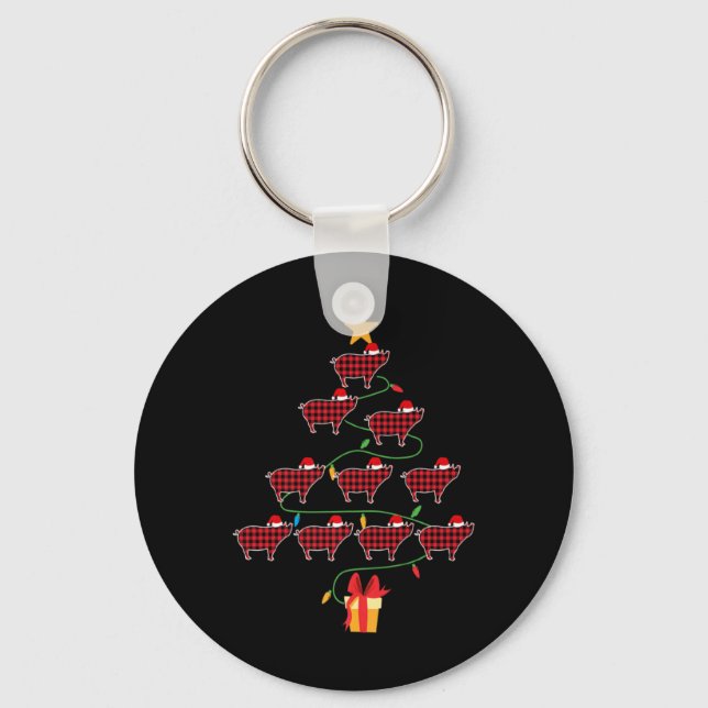 G Christmas Tree Xmas Goats Tree Santa Hat T Shirt Key Ring (Front)