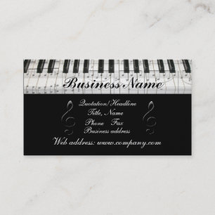 G-Clef Music Notes Piano Keyboard Business Card