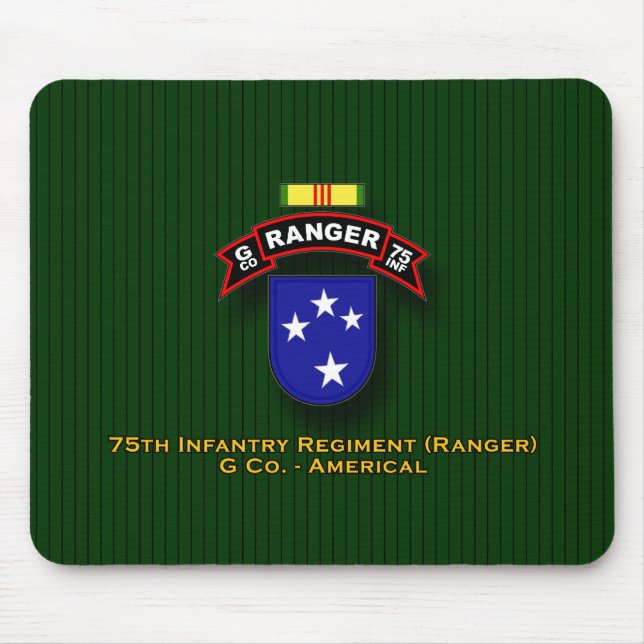 G Co, 75th Infantry - Rangers - 23d Div - Vietnam Mouse Pad (Front)