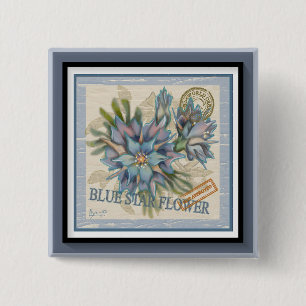 G Creation Office blue flower 15 Cm Square Badge