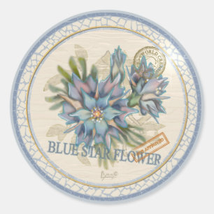 G Creation Office blue flower Classic Round Sticker