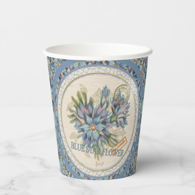 G Creation Office blue flower Paper Cups (Back)