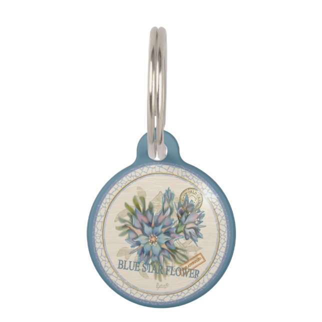 G Creation Office blue flower Pet Tag (Front)