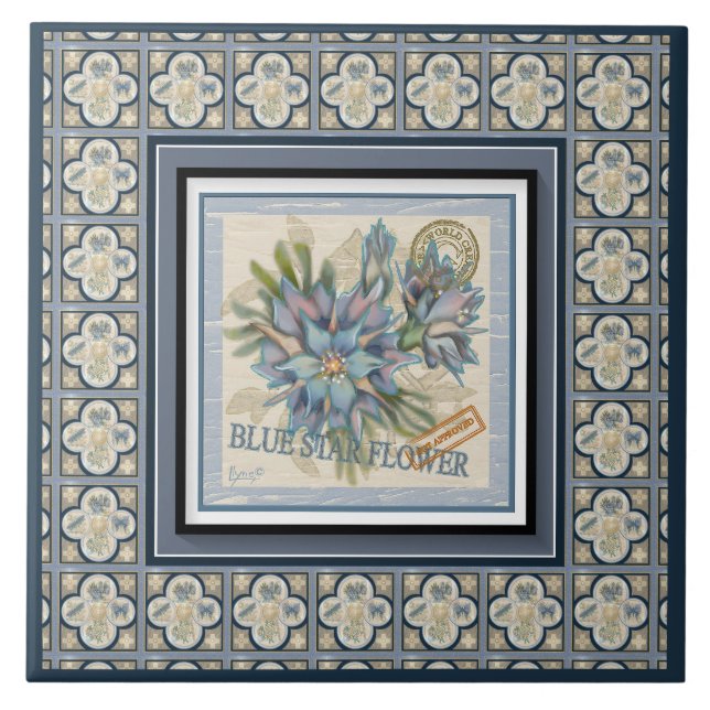 G Creation Office blue flower Tile (Front)