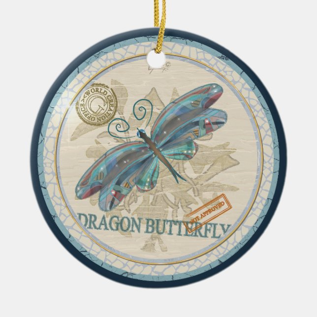 G Creation Office dragonfly Ceramic Tree Decoration (Front)