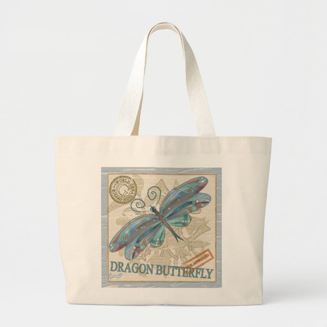 G Creation Office dragonfly Large Tote Bag (Front)