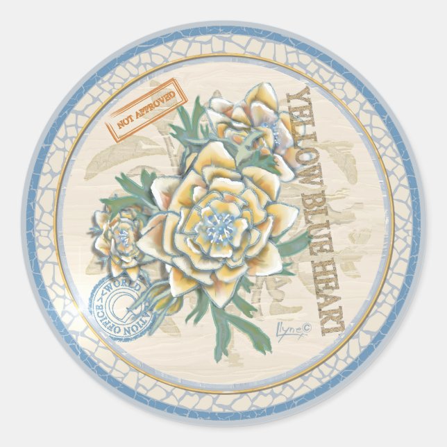 G Creation Office yellow flower Classic Round Sticker (Front)