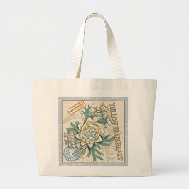 G creation Office yellow flower Large Tote Bag (Front)