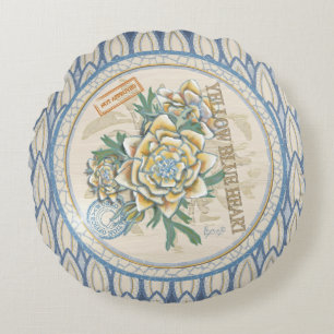 G Creation Office yellow flower Round Cushion