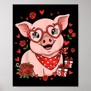G Cute Farm Animal Sungles Heart Love Valentine  Poster