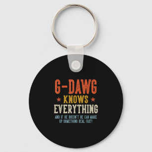 G-dawg knows everything father's day retro vintage key ring