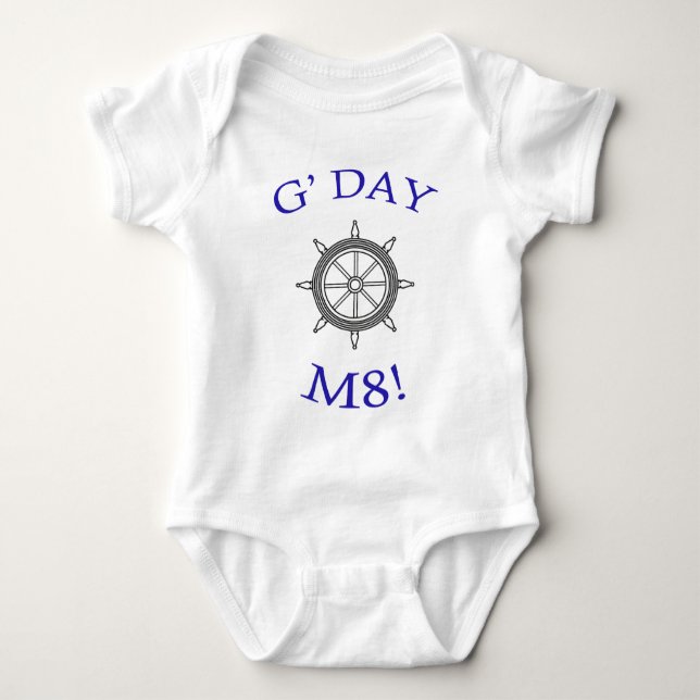 "G' Day M8!" Baby Bodysuit (Front)