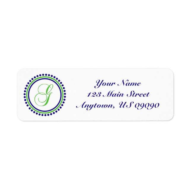 G Dot Circle Mongram Address Label (Green / Blue) (Front)