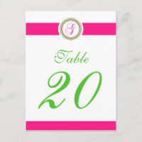 G Dot Circle Monogram Table Number (Hot Pink/Lime)