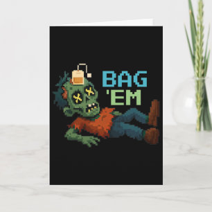 G em Pixel Zombie Tea G Halloween Npc Gamer Meme  Card