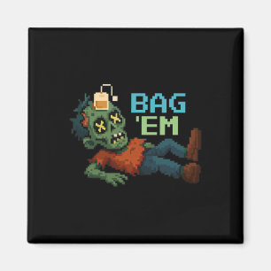 G em Pixel Zombie Tea G Halloween Npc Gamer Meme  Magnet