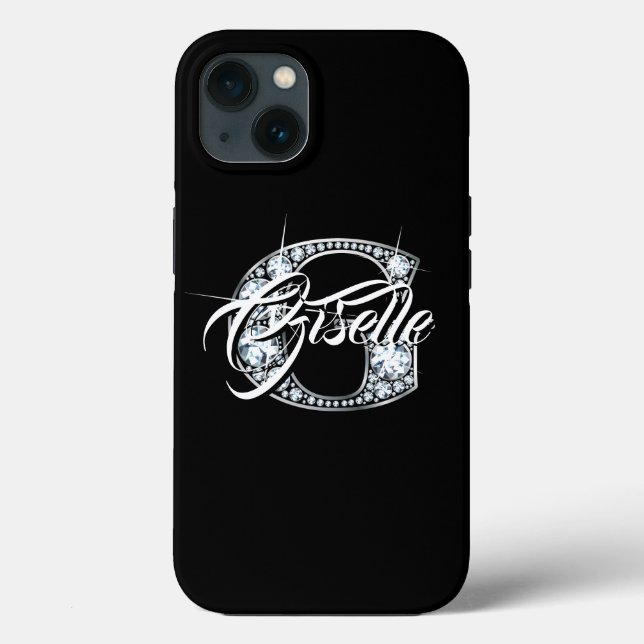 G Faux Diamond Bling Monogram Case-Mate iPhone Case (Back)