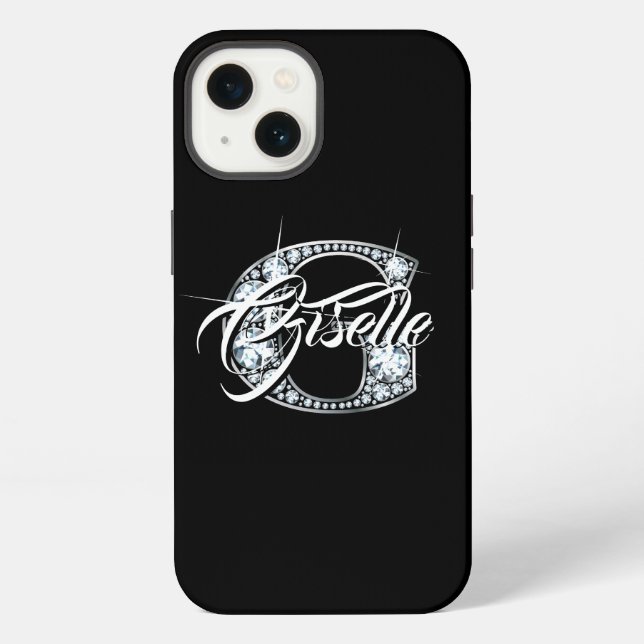 G Faux Diamond Bling Monogram iPhone Case (Back)