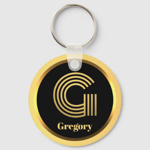 G Gold Monogrammed Letter Personalised Key Ring