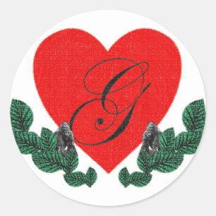 G in a heart ( customisable) classic round sticker