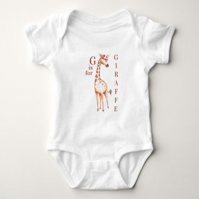 G is for GIRAFFE Whimsical  Baby Bodysuit (Front)