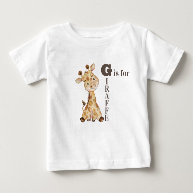 G Is For GIRAFFE - Whimsical Giraffe Baby T-Shirt (Front)