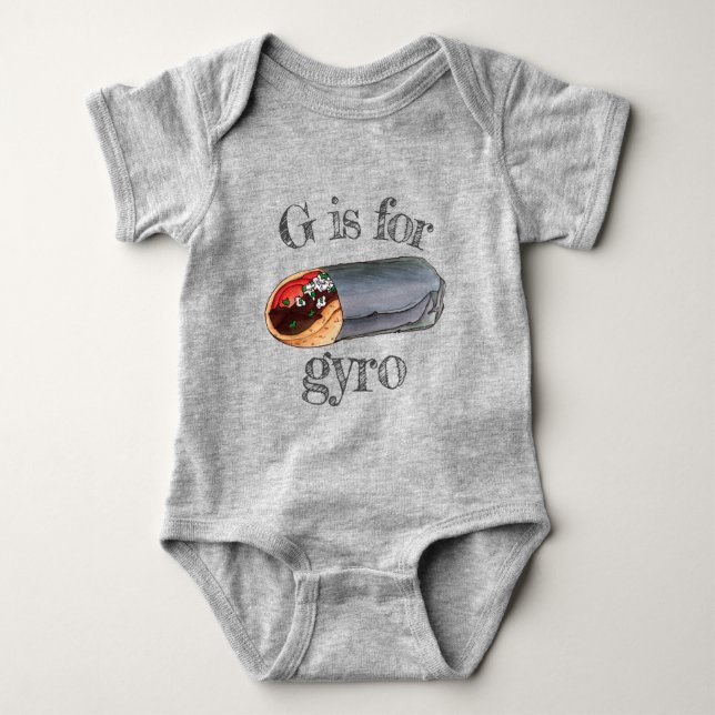 G is for Greek Gyro Sandwich Mediterranean Food Baby Bodysuit (Front)
