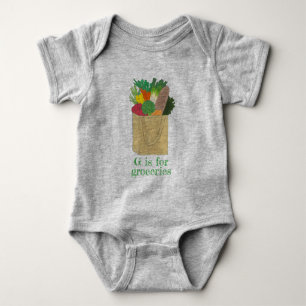 G is for Groceries Grocery Shopping Market Veggies Baby Bodysuit