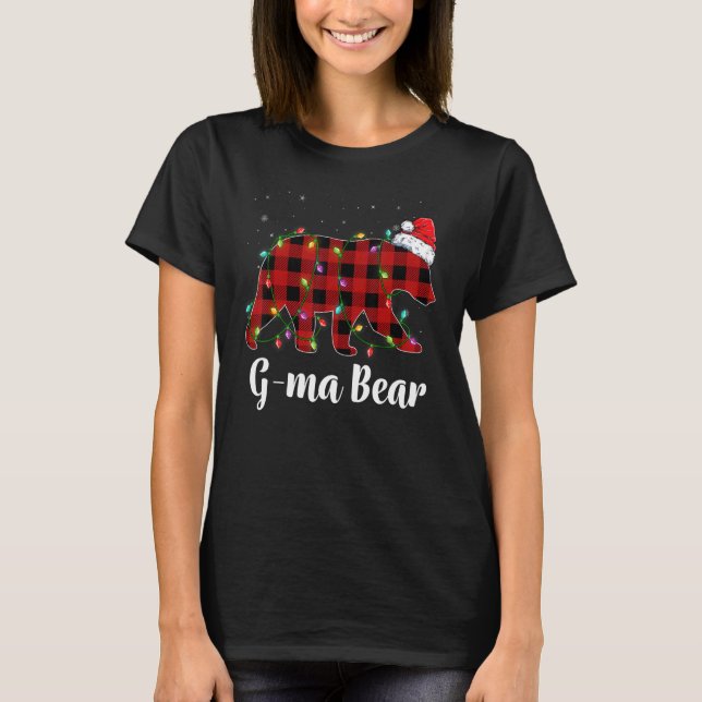 G ma Bear Buffalo Red Plaid Matching Family Christ T-Shirt (Front)