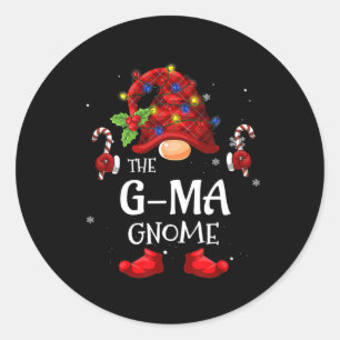 G-ma Gnome Matching Christmas Pjs For Family  Classic Round Sticker