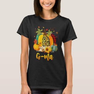 G-ma Pumpkin Leopard Plaid Thanksgiving Family Mat T-Shirt