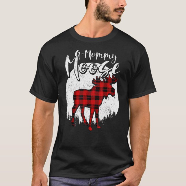 G Mommy Moose Red Plaid Buffalo Matching Family Pa T-Shirt (Front)