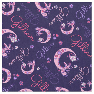 G monogram and personalised name Gillian fabric