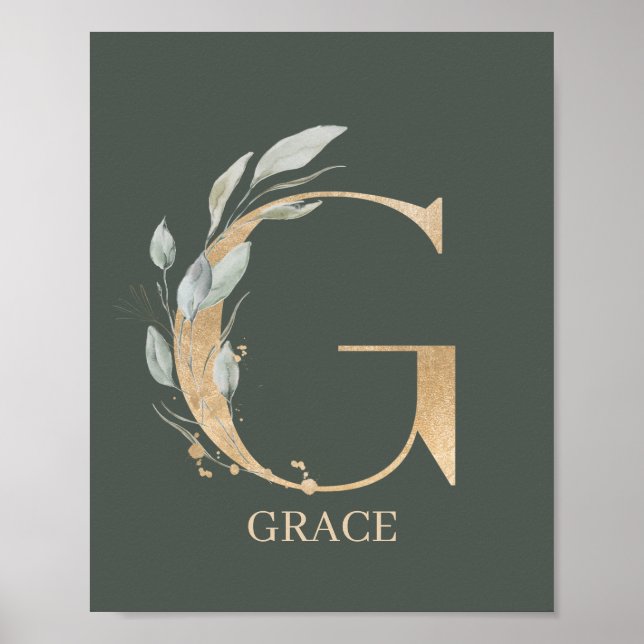 G Monogram Floral Personalised Poster (Front)