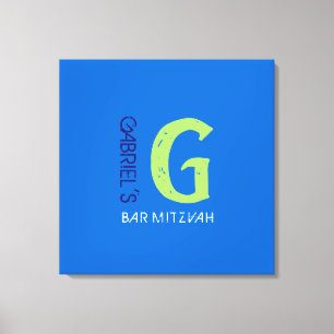 G Monogram Initial Bar Bat Mitzvah Sign-In Board Canvas Print