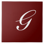 G Monogram Initial White on Maroon Tile<br><div class="desc">Classic White Letter Monogram on Dark Red Background,  G.</div>
