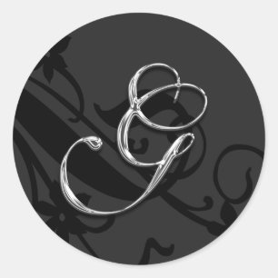 G Monogram Letter Wedding Black Envelope Seal
