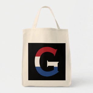 G Monogram overlaid on NLD Flag on bk gtcnt Tote Bag