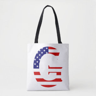 G Monogram overlaid on USA Flag stcnt Tote Bag