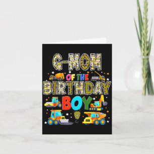 G mum of the birthday boy construction worker card