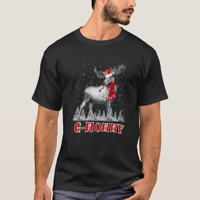 G Mummy Moose Wear Santa Hat Matching Christmas Co T-Shirt (Front)