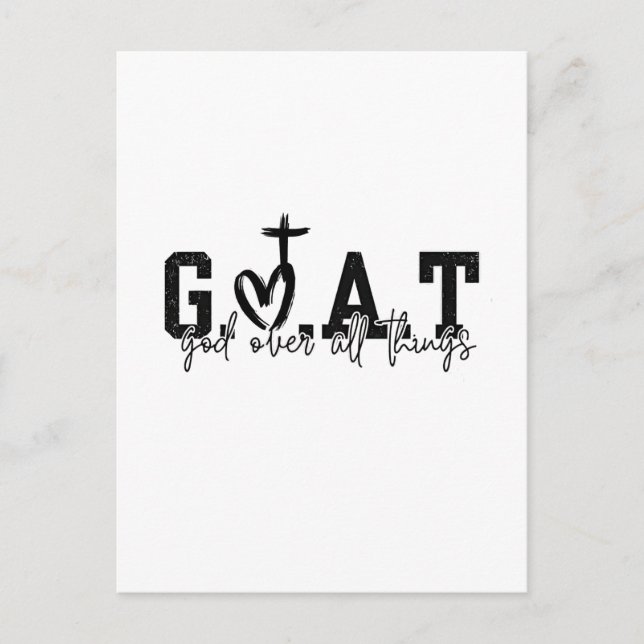 G.O.A.T God Over All Things Christian Jesus Announcement Postcard (Front)